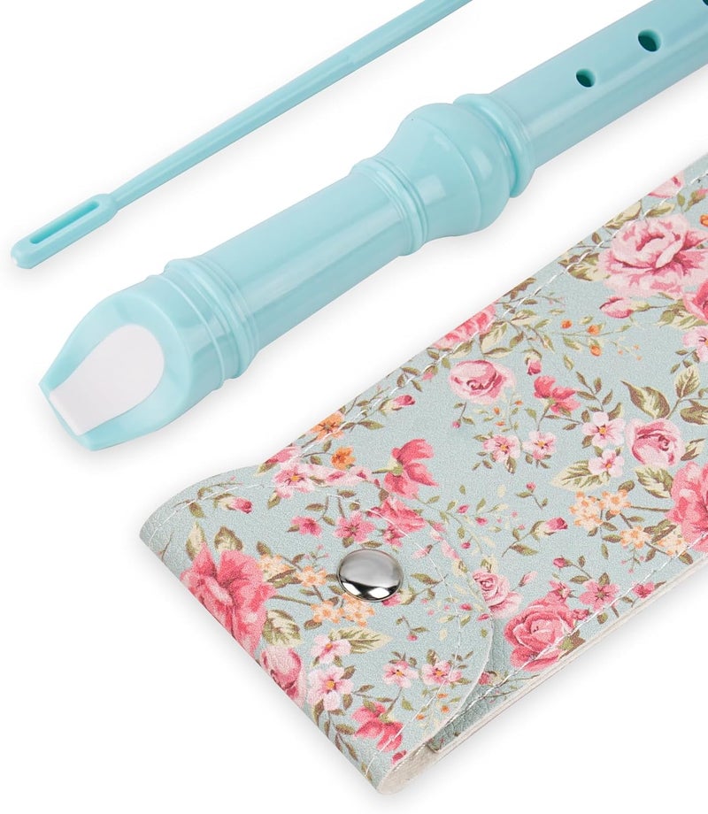 Haecsfl Recorder Instrument for Beginner Adults,8-Hole Soprano Descant Recorder Music Flute with with Cleaning Rod & Leather Case For Home Entertainment(2-Blue Rose) - Image 5
